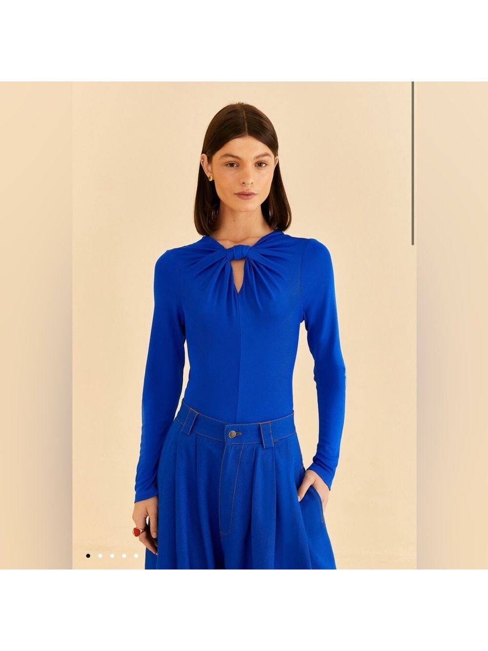 Farm Rio Bright Blue Long Sleeve Bodysuit